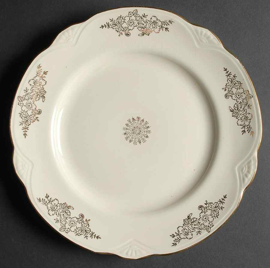Golden Rose (Marigold Shape) Dinner Plate by Homer Laughlin -1