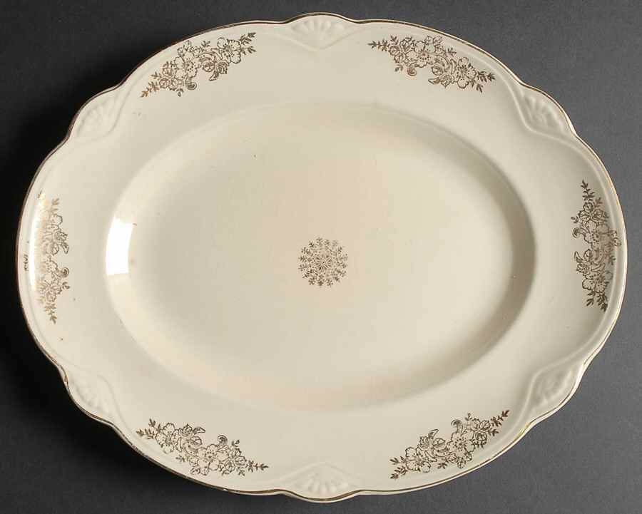 Golden Rose (Marigold Shape) 13" Oval Serving Platter by Homer Laughlin -1