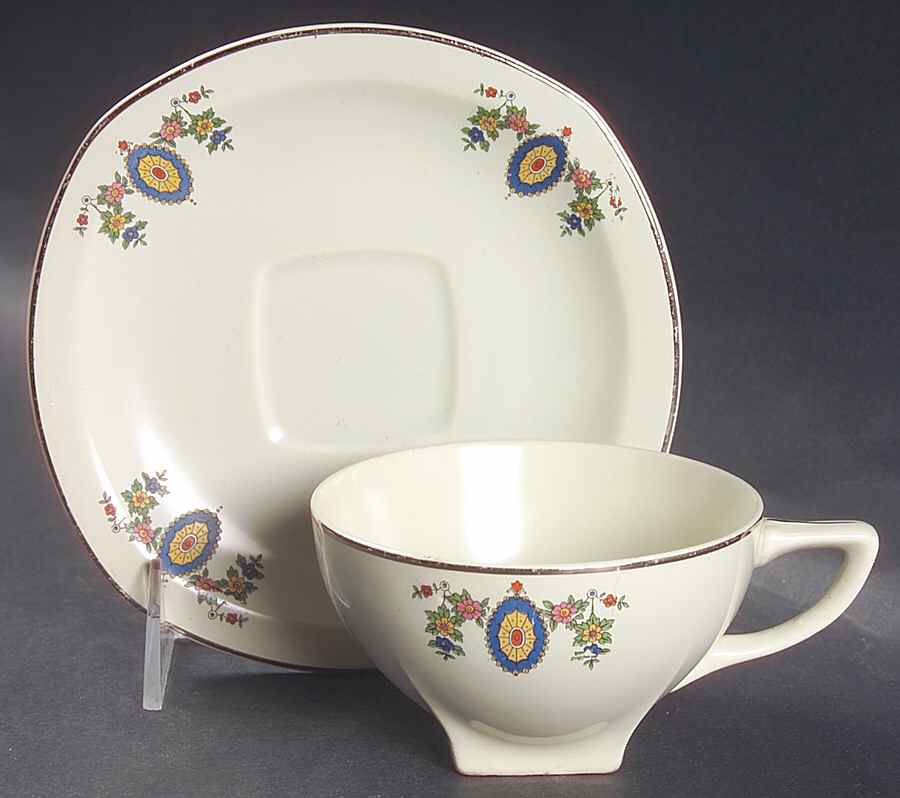 HLC3481 Flat Cup & Saucer Set by Homer Laughlin -1