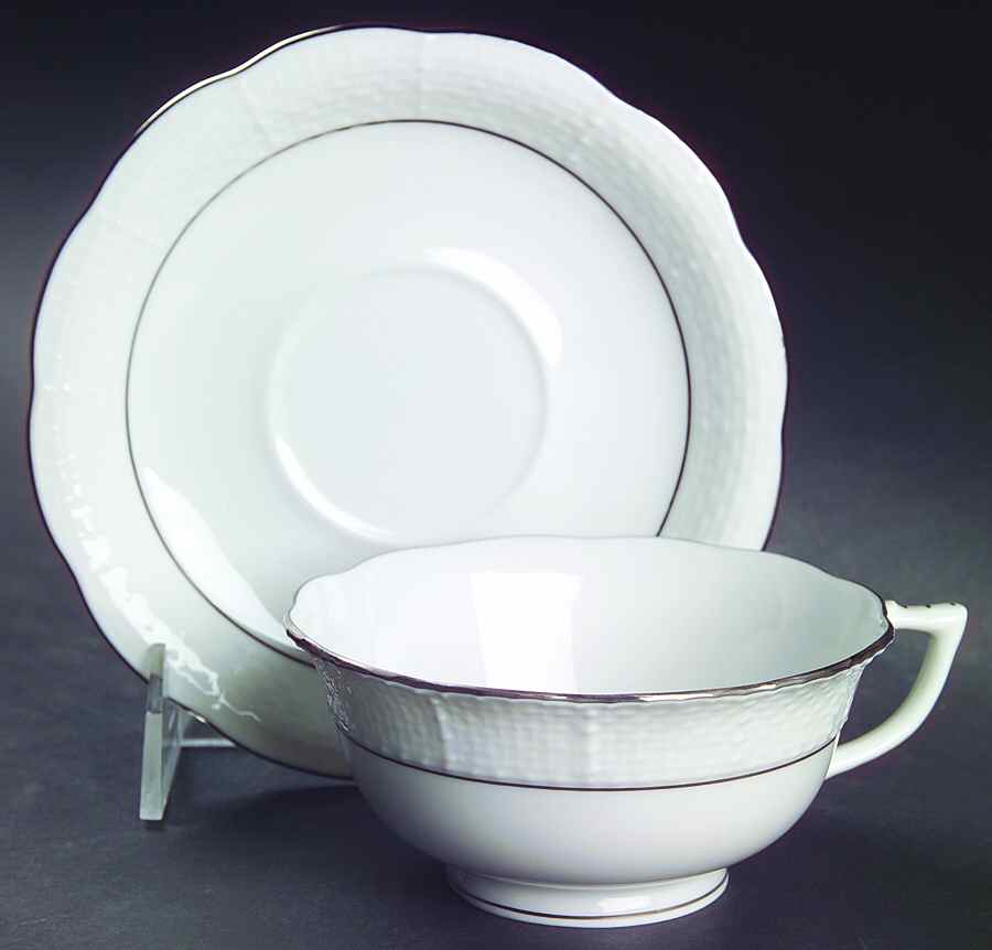 Platinum Edge Footed Cup & Saucer Set by Herend-1