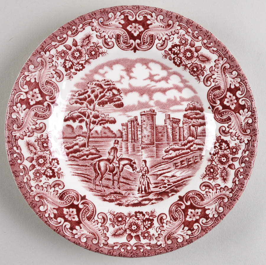 Olde Country Castles Red Bread & Butter Plate by Hostess Tableware-1