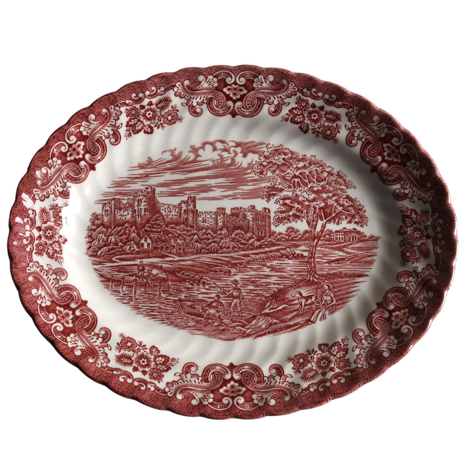 Olde Country Castles Red 11" Oval Serving Platter by Hostess Tableware-1