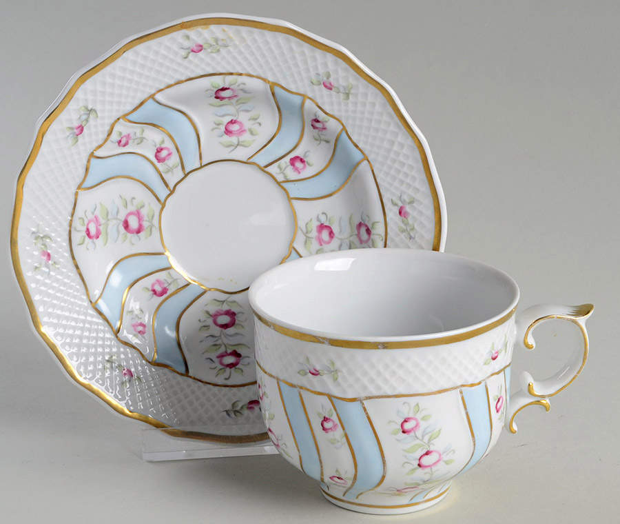 Savaria (Blue) Flat Cup & Saucer Set by Hollohaza-1