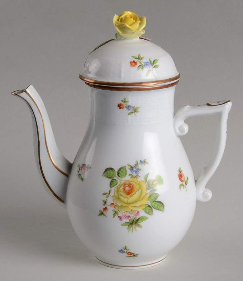Petit Bouquet de Rose Mini Coffee Pot & Lid by Herend-1