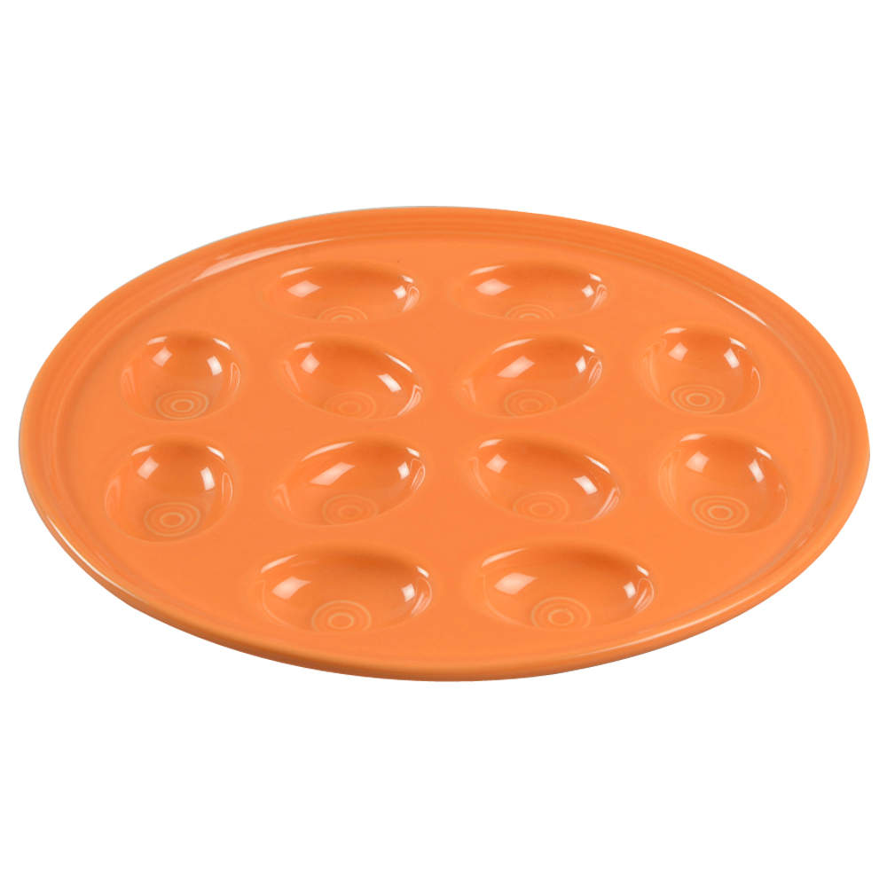 Fiesta Tangerine (Intro 2003) Deviled Egg Plate by Homer Laughlin -1