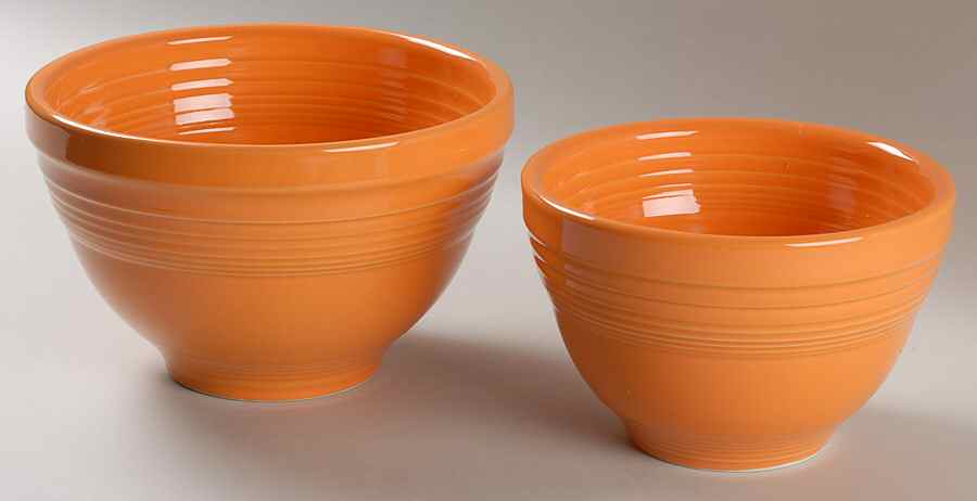 Fiesta Tangerine (Intro 2003) 2 Piece Prep Bowl Set (PREB6, PREB7) by Homer Laughlin -1