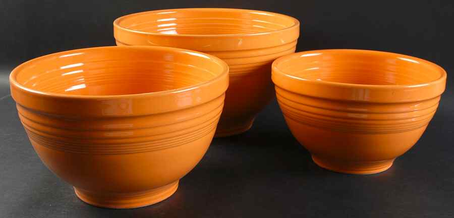Fiesta Tangerine (Intro 2003) (3 Piece) Baking Bowl Set (11", 9", 8") by Homer Laughlin -1