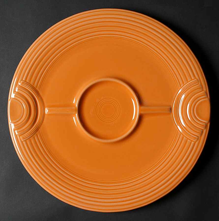 Fiesta Tangerine (Intro 2003) Hostess Tray for Chip and Dip by Homer Laughlin -1