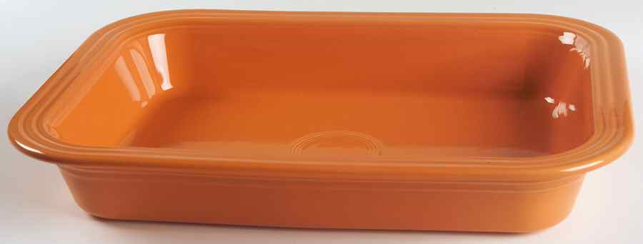 Fiesta Tangerine (Intro 2003) 14" Rectangular Baker by Homer Laughlin -1