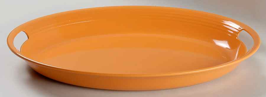 Fiesta Tangerine (Intro 2003) 18" Melamine Oval Handled Tray by Homer Laughlin -1