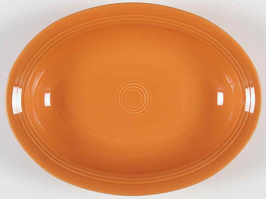 Fiesta Tangerine (Intro 2003) 12" Oval Vegetable Bowl by Homer Laughlin -1