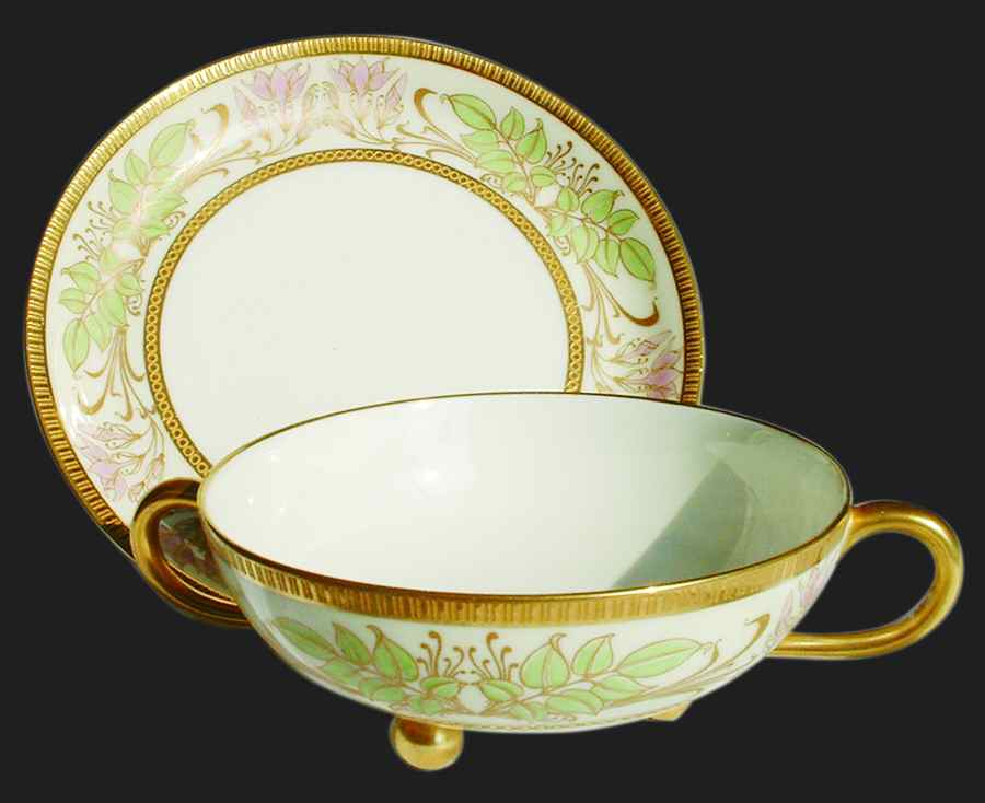 H2545 Footed Cream Soup Bowl & Saucer Set by Haviland-1