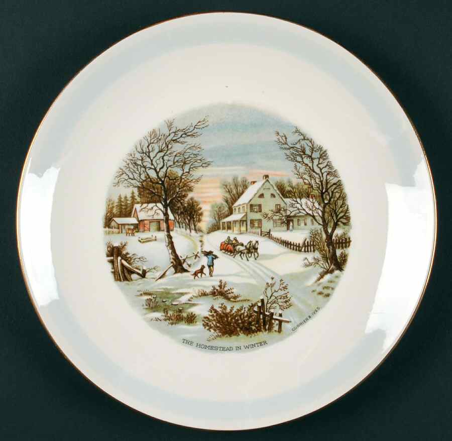 Currier and Ives Blue Band Luncheon Plate by Homer Laughlin -1