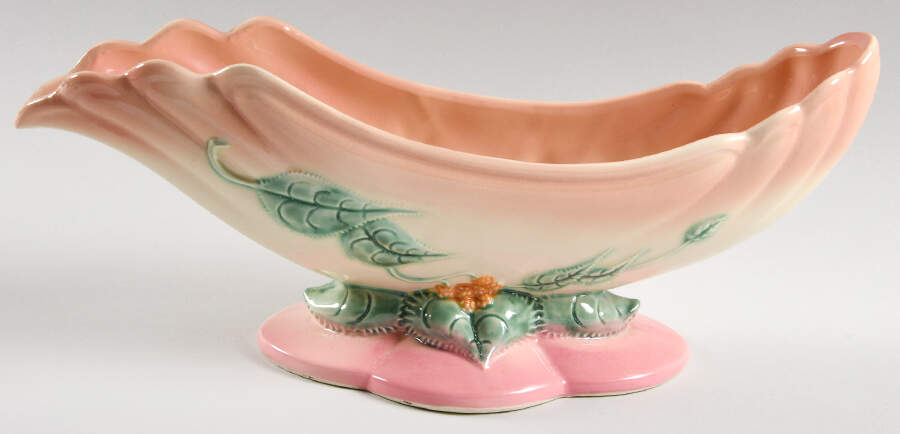 Woodland Peach Pink (Glossy) Centerpiece/Console Bowl by Hull-1