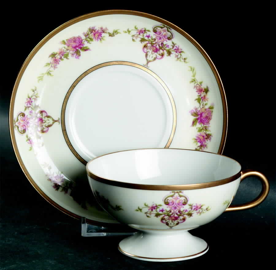 H2703 Footed Cup & Saucer Set by Haviland-1