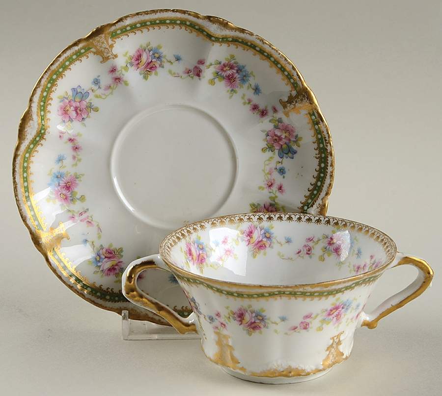 Schleiger 1052-1 Flat Bouillon Cup & Saucer by Haviland-1