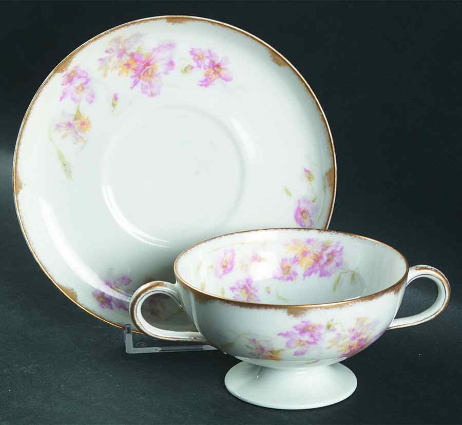 Schleiger 656-1 Footed Bouillon Cup & Saucer by Haviland-1