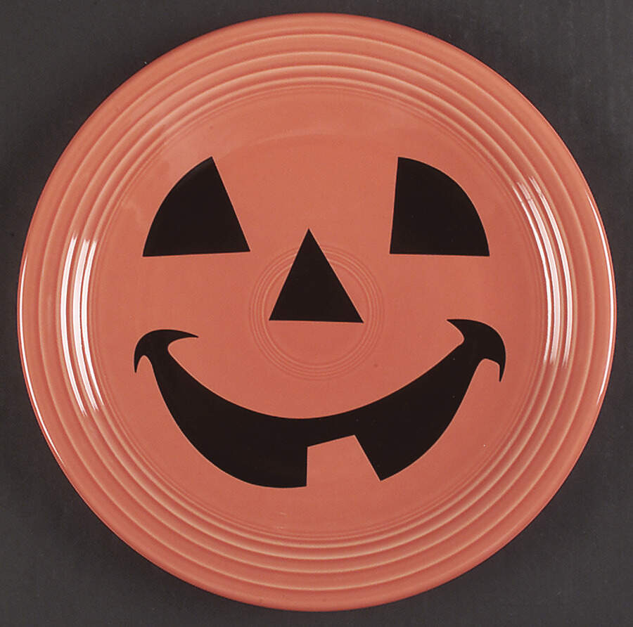 Fiesta Happy Pumpkin (Persimmon) 12" Chop Plate (Round Platter) by Homer Laughlin -1