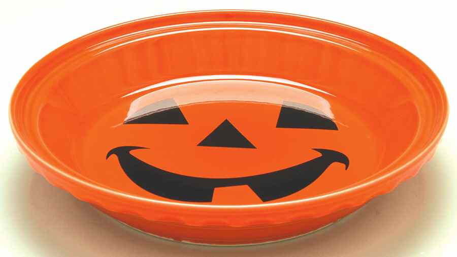 Fiesta Happy Pumpkin (Persimmon) 10" Pie Baking Plate by Homer Laughlin -1