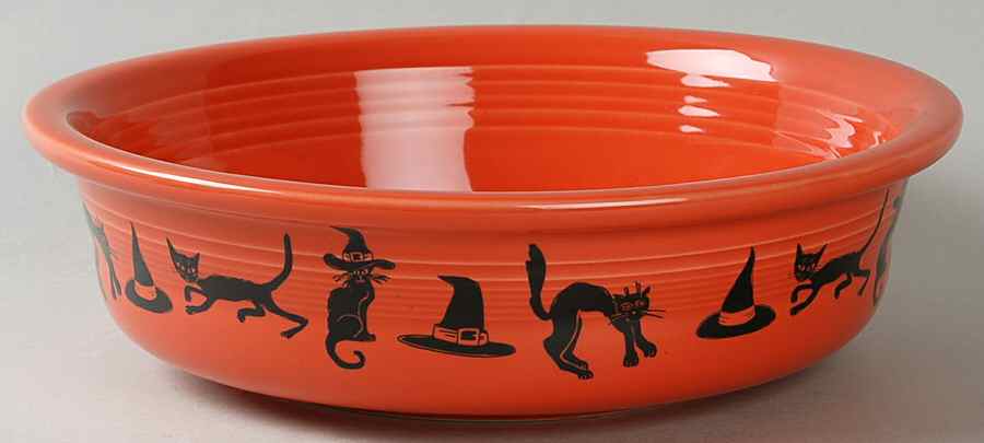 Fiesta Happy Pumpkin (Persimmon) 10" Round Vegetable Bowl by Homer Laughlin -1