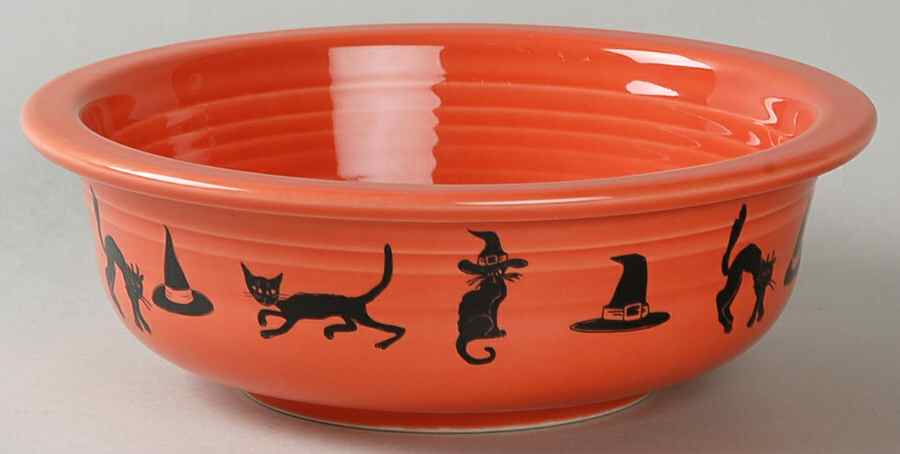 Fiesta Happy Pumpkin (Persimmon) 8" Round Vegetable Bowl by Homer Laughlin -1
