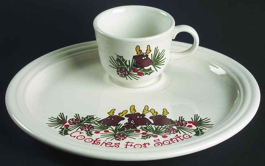 Fiesta Cookies For Santa Snack Plate & Cup Set by Homer Laughlin -1