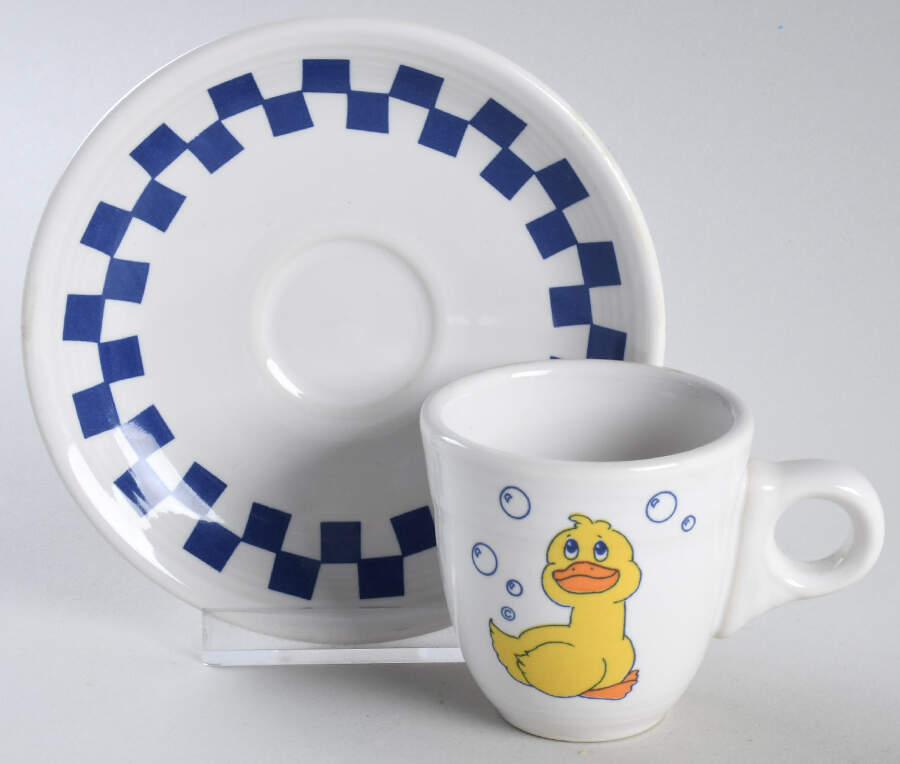 Fiesta Rubber Ducky Flat Demitasse Cup & Saucer Set by Homer Laughlin -1