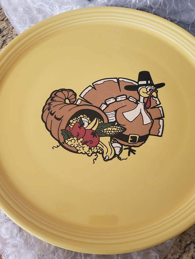Fiesta Turkey Day 15" Pizza Tray by Homer Laughlin -1