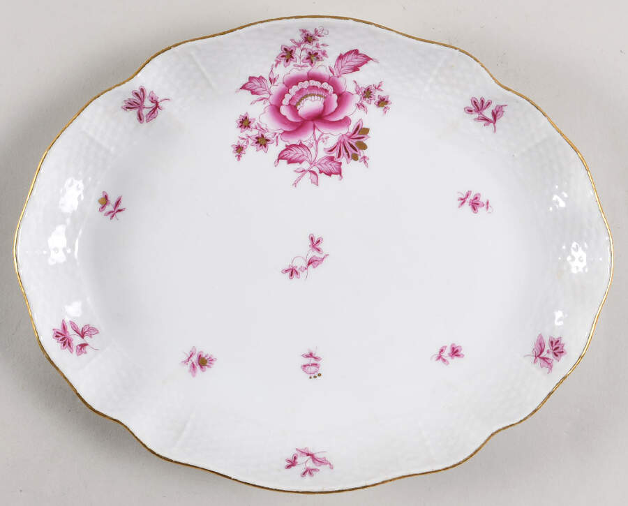 Nanking Bouquet Pink (NBP) 10" Oval Serving Platter by Herend-1