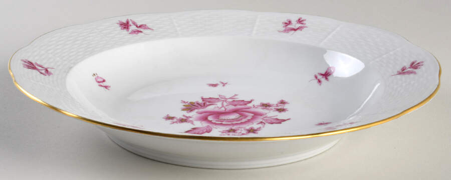 Nanking Bouquet Pink (NBP) Large Rim Soup Bowl by Herend-1
