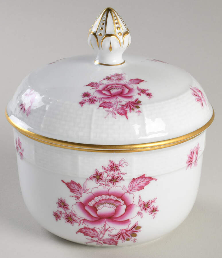 Nanking Bouquet Pink (NBP) Sugar Bowl & Lid by Herend-1