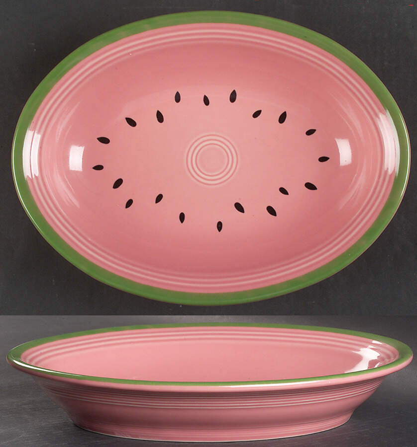 Fiesta Watermelon 12" Oval Vegetable Bowl by Homer Laughlin -1