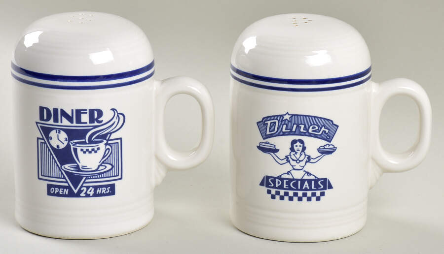 Fiesta Diner Cobalt Stove Top Salt & Pepper Set by Homer Laughlin -1