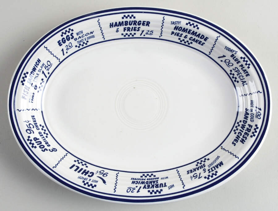 Fiesta Diner Cobalt 11" Oval Serving Platter by Homer Laughlin -1