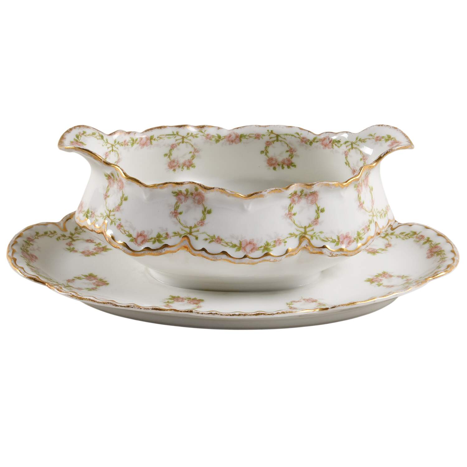 Schleiger 1142-1 Gravy Boat with Attached Underplate by Haviland-1
