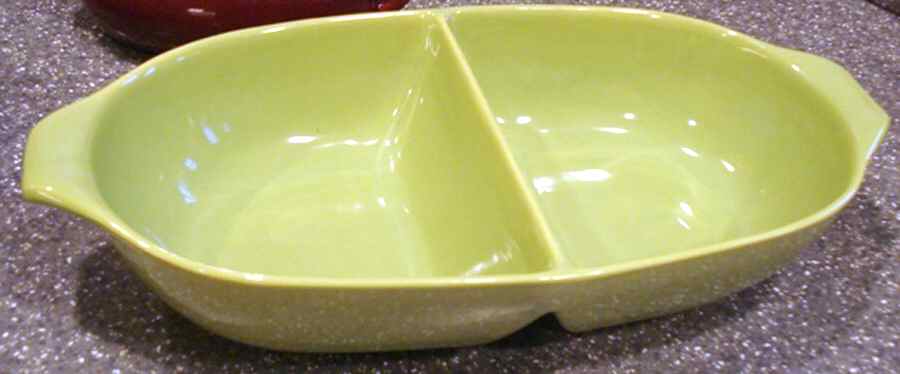 Malibu Modern Chartreuse 14" Oval Divided Vegetable Bowl by Hollydale-1