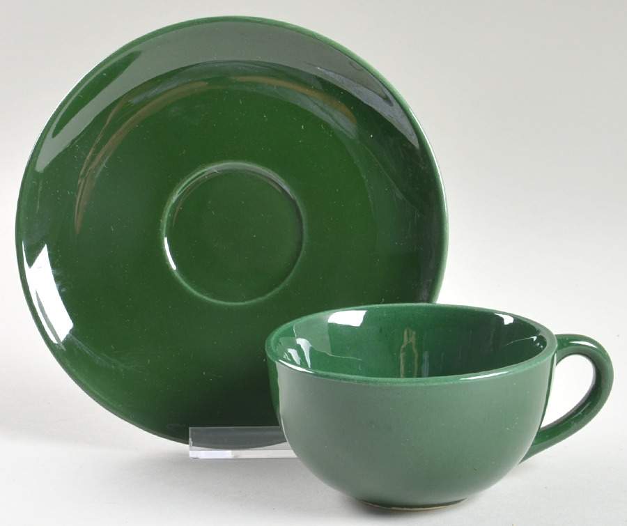 Malibu Modern Forest Green (Dark) Flat Cup & Saucer Set by Hollydale-1