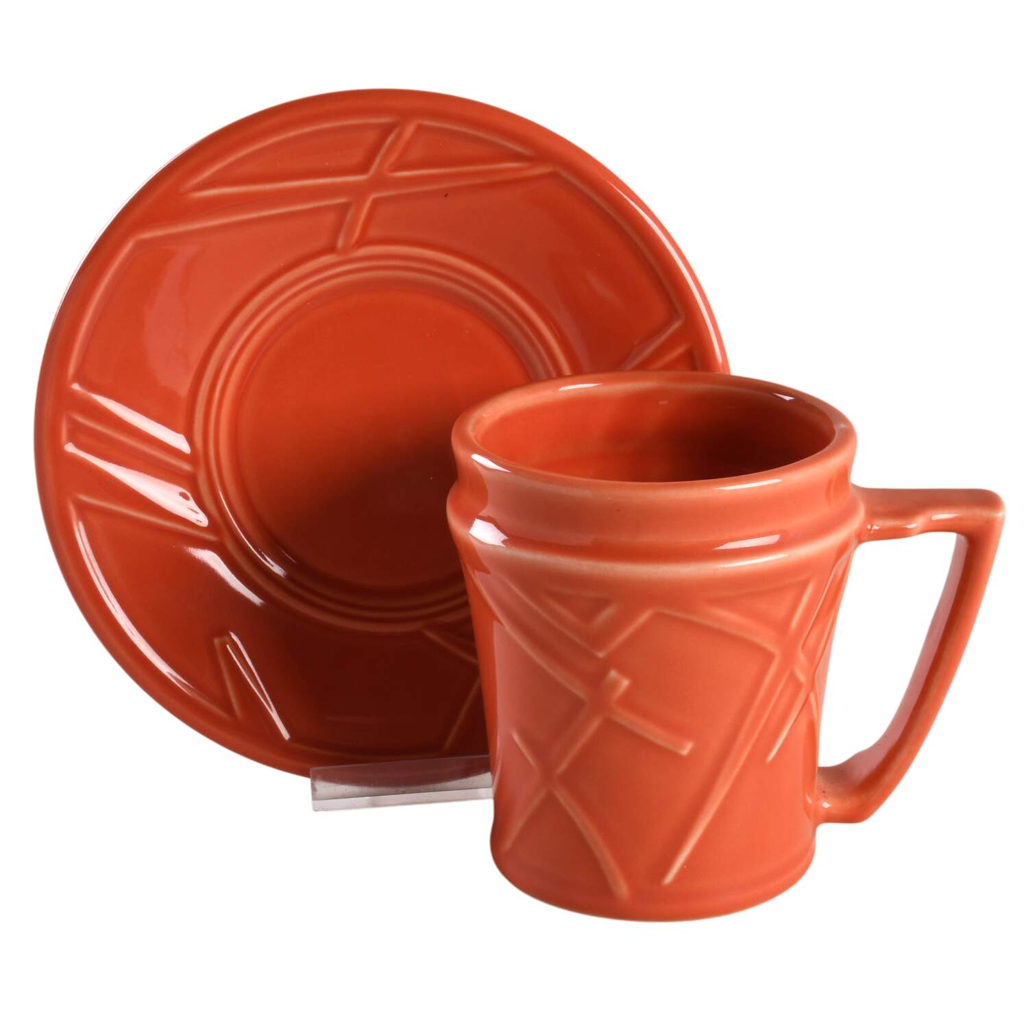 Fiesta 2000 Persimmon Mug/Cup & Saucer Set by Homer Laughlin -1