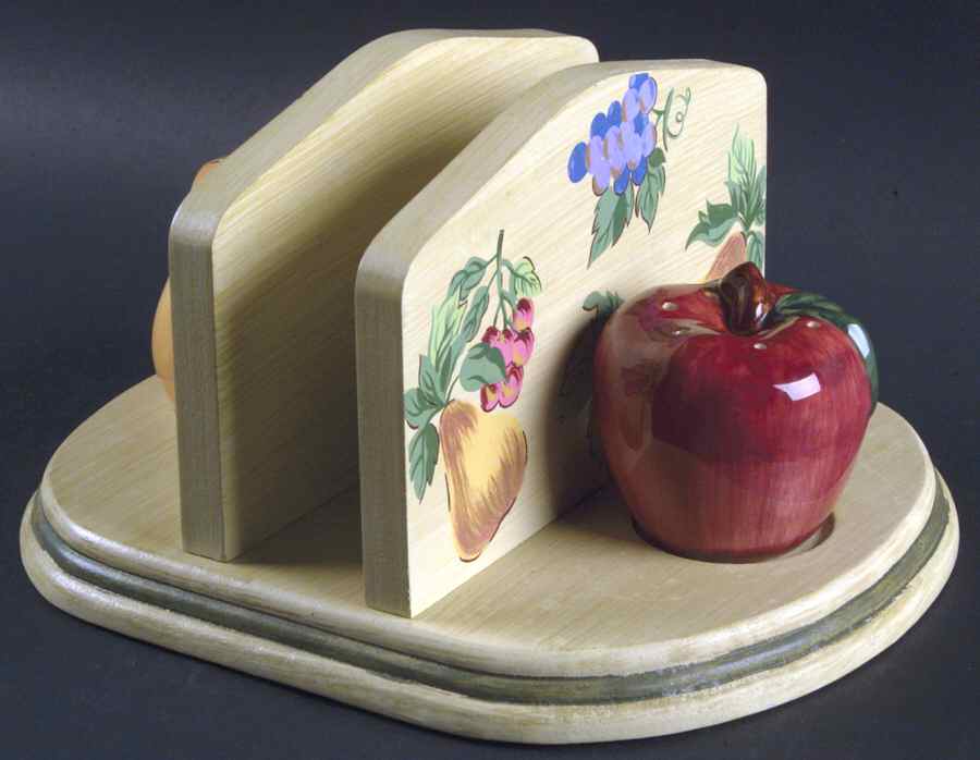 Granada Figural Salt&Pepper Set & Wood Napkin Holder Tray by Home Trends-1