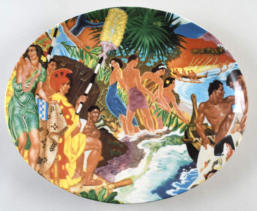 Hawaiianaware 13" Oval Serving Platter by Homer Laughlin -1