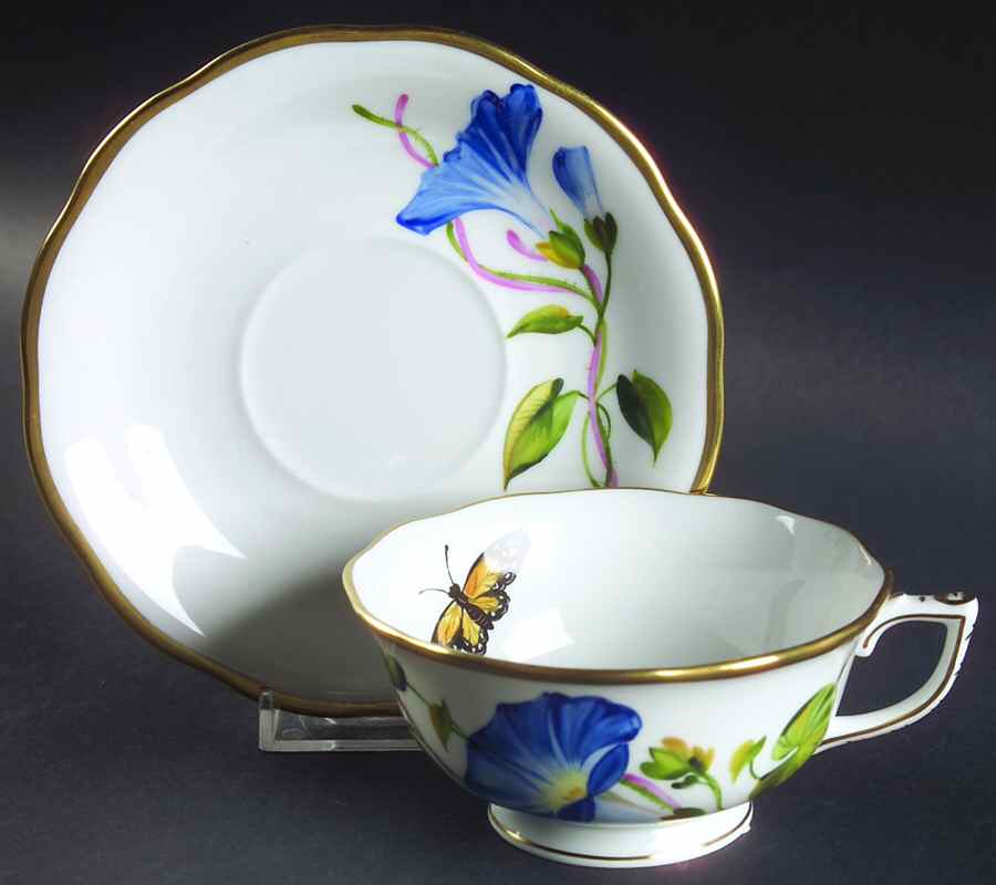 American Wildflowers Footed Cup & Saucer Set by Herend-1