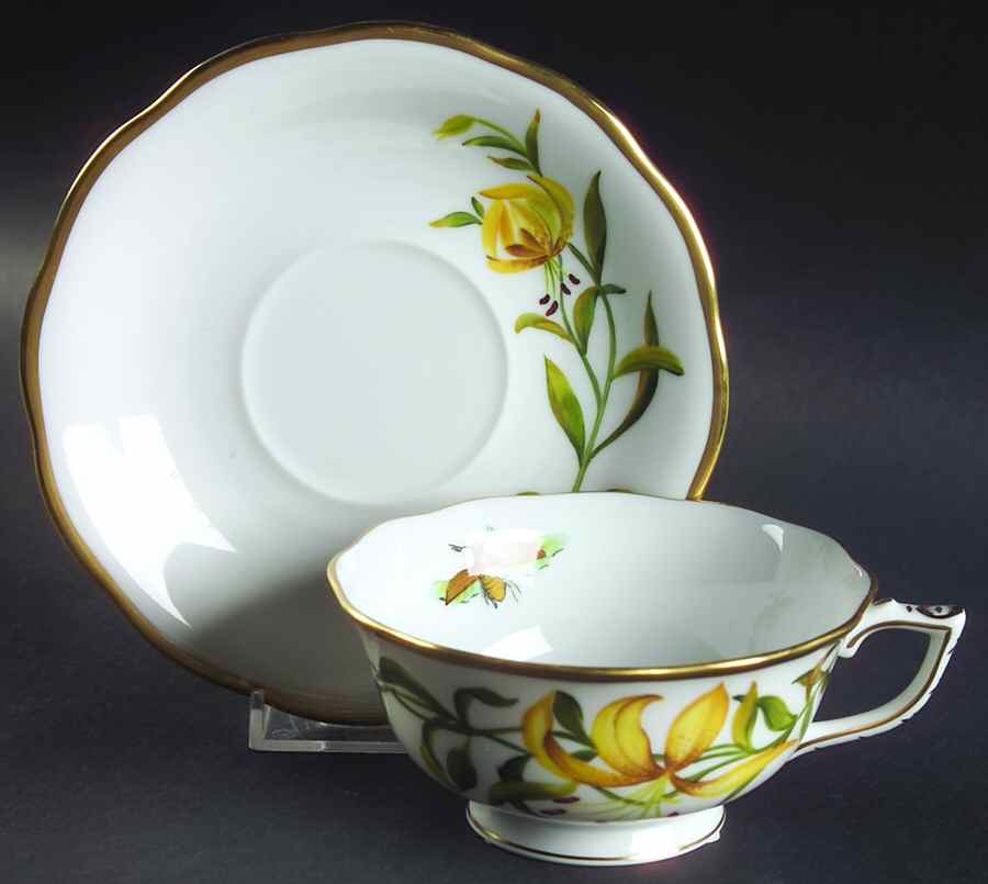 American Wildflowers Footed Cup & Saucer Set by Herend-1