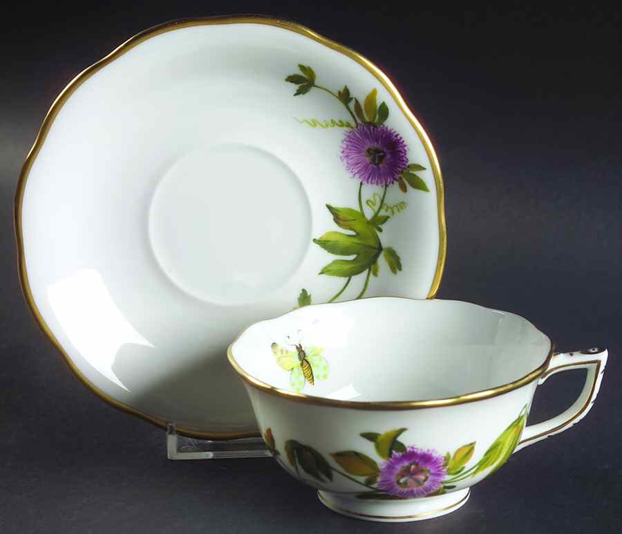 American Wildflowers Footed Cup & Saucer Set by Herend-1