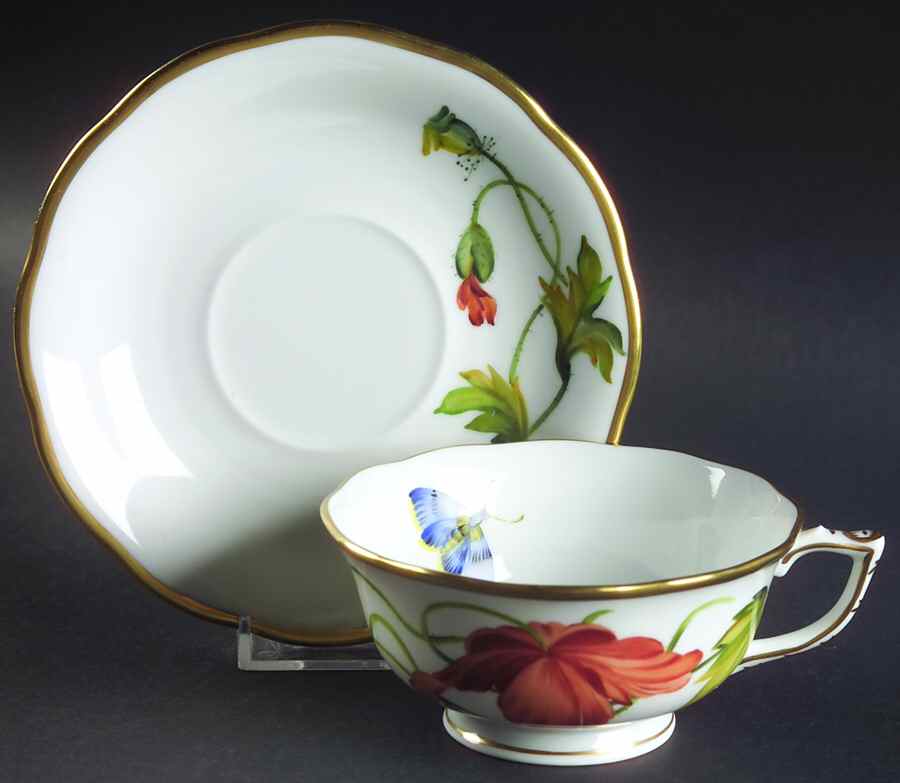 American Wildflowers Footed Cup & Saucer Set by Herend-1