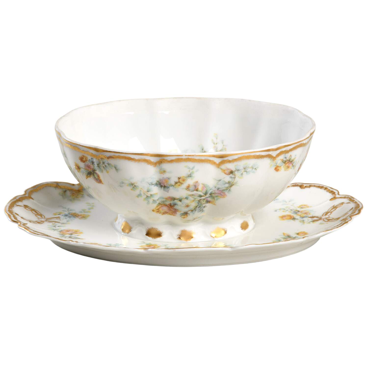 Schleiger 682-4 Gravy Boat w/Attached Underplate No Lid by Haviland-1