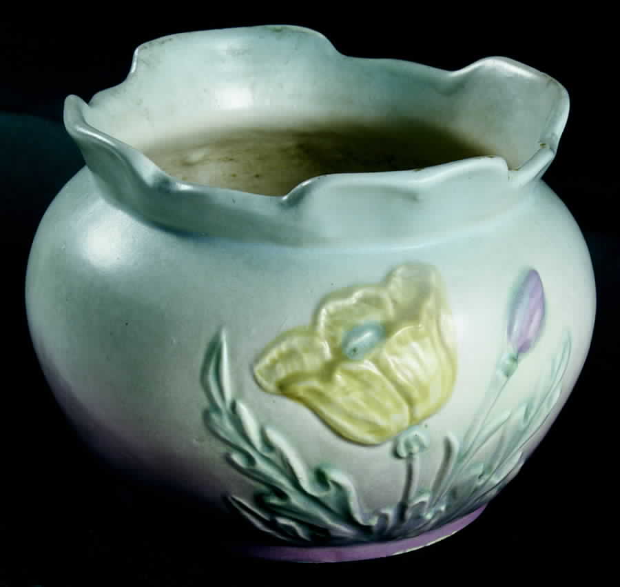 Poppy (Pink Blue Background) 4" Jardiniere by Hull-1