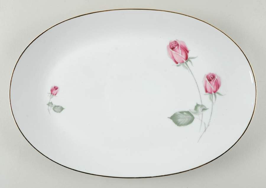 American Beauty (Gold Trim, Favorit) 15" Oval Serving Platter by Hutschenreuther-1