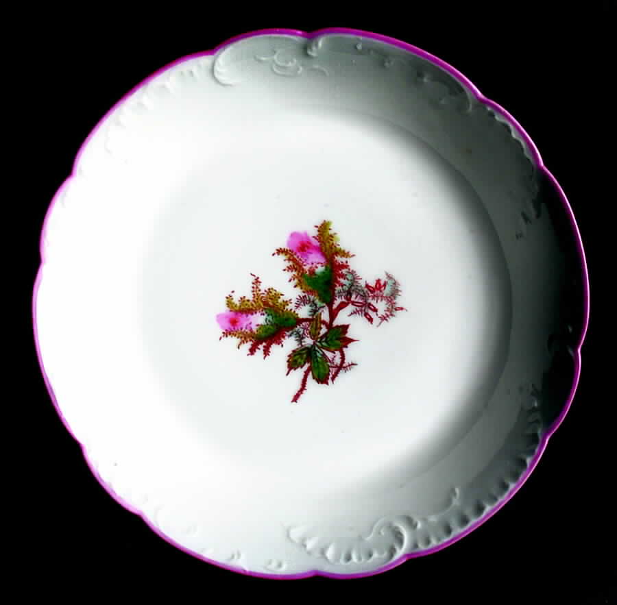 Moss Rose (Pink Trim, Scalloped) Coupe Soup Bowl by Haviland-1