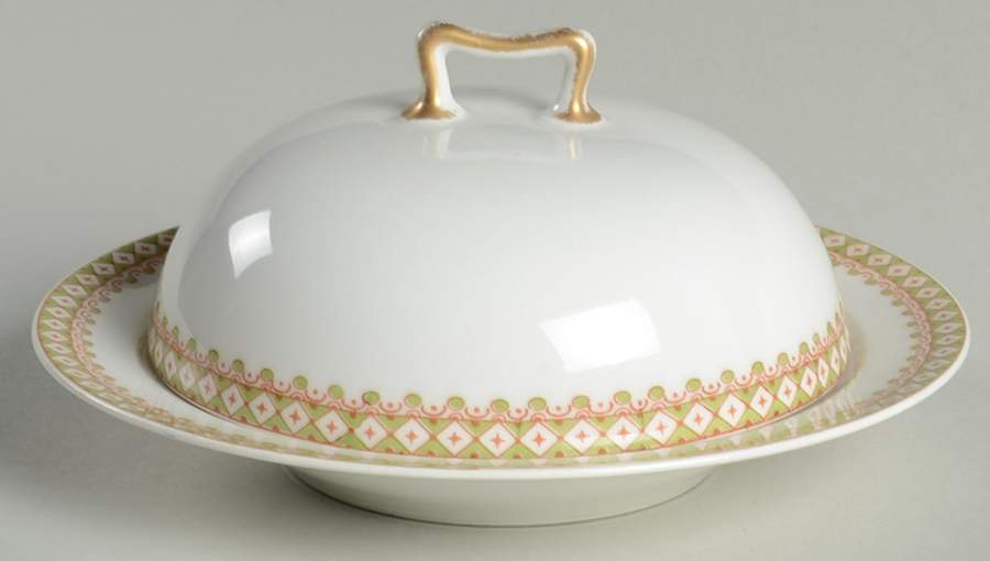 St. Albans Round Covered Butter with Strainer by Haviland-1