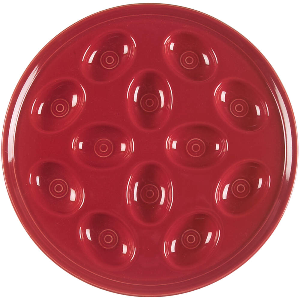 Fiesta Scarlet (Intro 2004) Deviled Egg Plate by Homer Laughlin -1